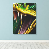 Cobra-Schlange mit lebhaften grünen und gelben Waa Leinwanddruck (Insitu (Holzboden))