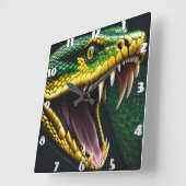 Cobra-Schlange mit lebhaften grünen und gelben Waa Quadratische Wanduhr (Winkel)