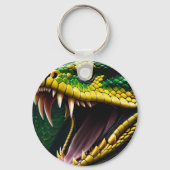Cobra-Schlange mit lebhaften grünen und gelben Waa Schlüsselanhänger (Vorderseite)