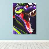 Cobra-Schlange mit lebhaften grünen und lila Waage Leinwanddruck (Insitu (Holzboden))