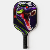 Cobra-Schlange mit lebhaften grünen und lila Waage Pickleball Schläger (Vorderseite)