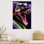 Cobra-Schlange mit lebhaften grünen und lila Waage Poster (Küche)