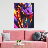 Cobra-Schlange mit lebhaften orangefarbenen und li Leinwanddruck (Insitu (Wohnzimmer))