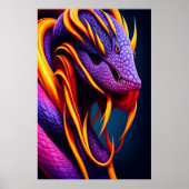 Cobra-Schlange mit lebhaften orangefarbenen und li Poster (Vorne)