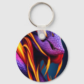 Cobra-Schlange mit lebhaften orangefarbenen und li Schlüsselanhänger (Rückseite)