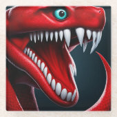 Cobra-Schlange mit lebhaften roten Schuppen und bl Glasuntersetzer (Vorderseite)