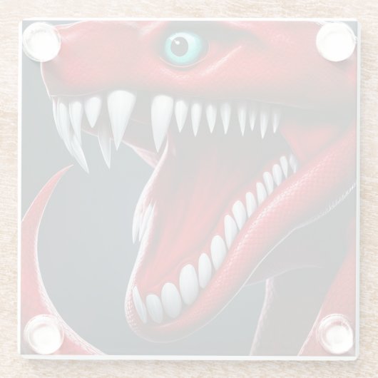 Cobra-Schlange mit lebhaften roten Schuppen und bl Glasuntersetzer (Rückseite)