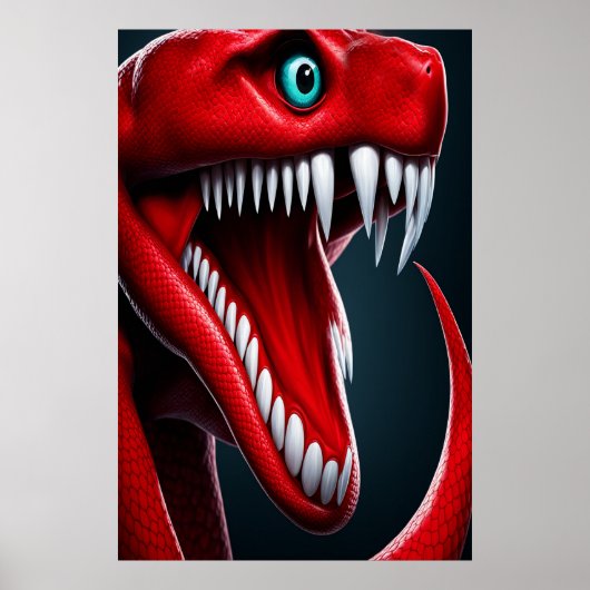 Cobra-Schlange mit lebhaften roten Schuppen und bl Poster (Vorne)