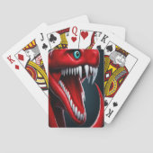 Cobra-Schlange mit lebhaften roten Schuppen und bl Spielkarten (Rückseite)