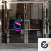 Cobra Snake in Vaporwave-Ästhetik Fensteraufkleber (Büro Tür)
