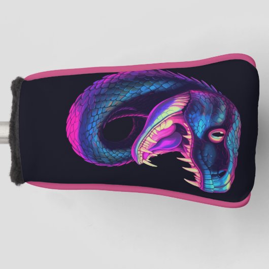 Cobra Snake in Vaporwave-Ästhetik Golf Headcover (Vorderseite)