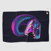 Cobra Snake in Vaporwave-Ästhetik Golfhandtuch (Horizontal)