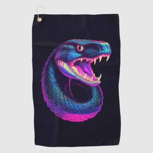 Cobra Snake in Vaporwave-Ästhetik Golfhandtuch (Vorderseite)