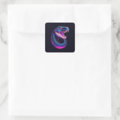 Cobra Snake in Vaporwave-Ästhetik Quadratischer Aufkleber (Tasche)