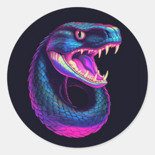 Cobra Snake in Vaporwave-Ästhetik Runder Aufkleber