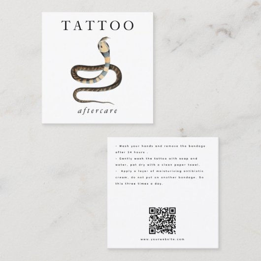 Cobra Snake Tattoo Aftercare Instructions QR Code Quadratische Visitenkarte (Vorne/Hinten)