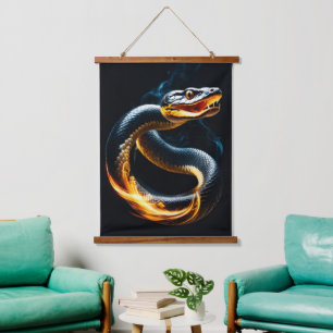 Cobra Snake Wandteppich Mit Holzrahmen
