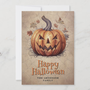 Cobweb Spooky Pumpkin Happy Halloween Card Feiertagskarte