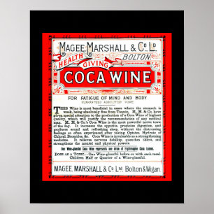 Coca Wine Vintag Remedy Kopie der 1800er Jahre und Poster