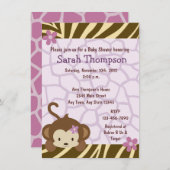 Cocalo Jacana Monkey Babydusche Einladungen (Vorne/Hinten)