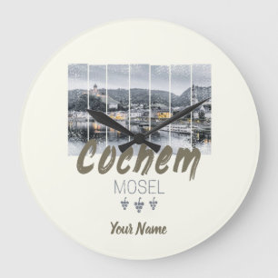 Cochem auf der Mosel Deutschland Vintag Souvenir Große Wanduhr