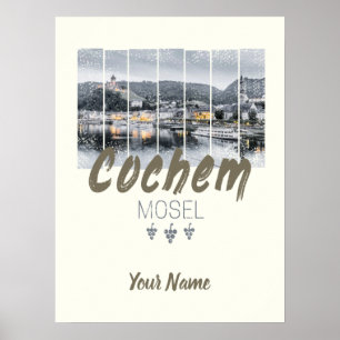 Cochem auf der Mosel Deutschland Vintag Souvenir Poster
