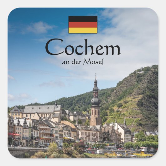 Cochem Germany Souvenir Quadratischer Aufkleber (Vorderseite)