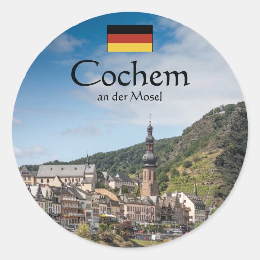 Cochem Germany Souvenir Runder Aufkleber (Vorderseite)