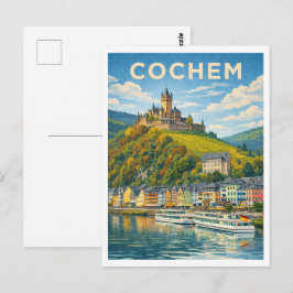 Cochem Germany Vintage Travel Art Postcard Postkarte