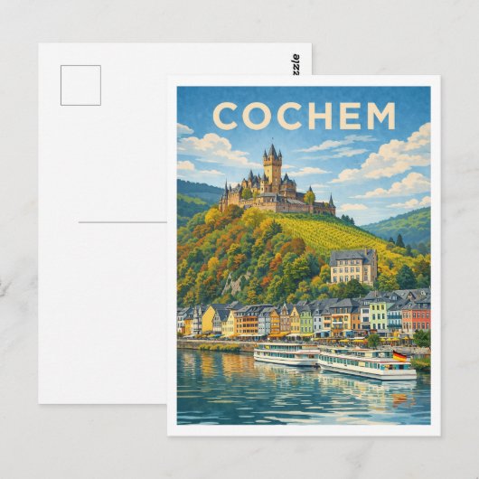 Cochem Germany Vintage Travel Art Postcard Postkarte (Vorne/Hinten)