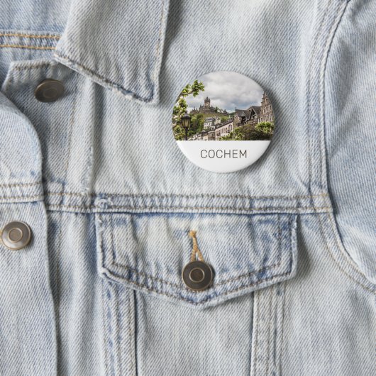 Cochem Moselle Panorama Deutschland Souvenir Button (Beispiel)
