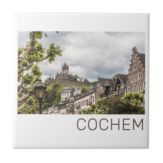 Cochem Moselle Panorama Deutschland Souvenir Fliese (Vorderseite)