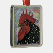 Cochin: Decorative Rooster Head Silbernes Ornament (Rechts)