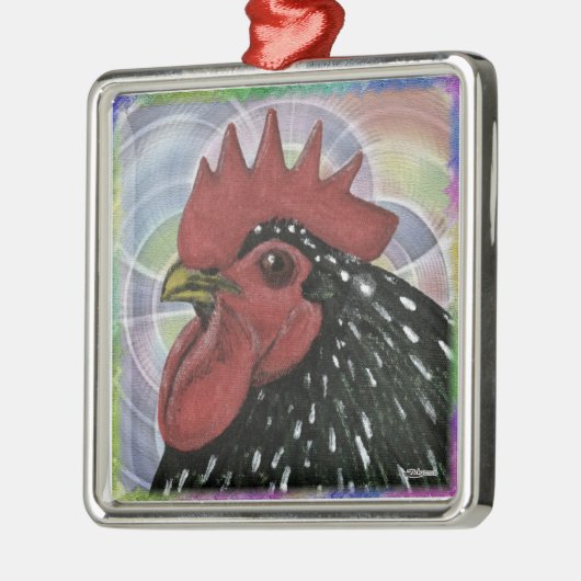 Cochin:  Decorative Rooster Head Silbernes Ornament (Links)