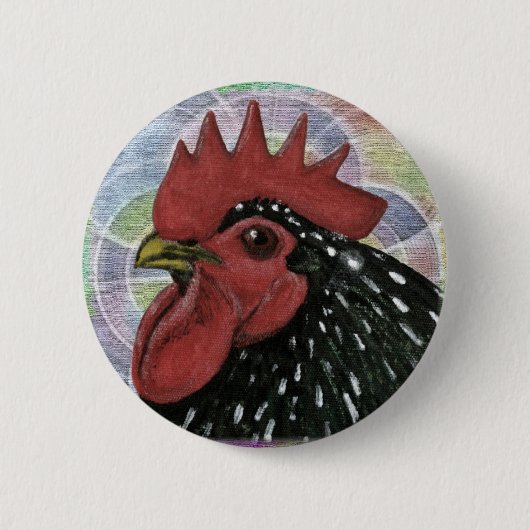 Cochin: Dekorativer Roosterkopf Button (Vorderseite)
