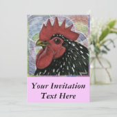Cochin: Dekorativer Roosterkopf Einladung (Stehend Vorderseite)