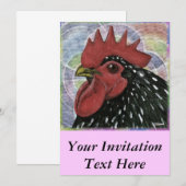 Cochin: Dekorativer Roosterkopf Einladung (Vorne/Hinten)