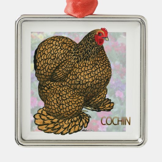 Cochin_Hen Silbernes Ornament (Vorne)