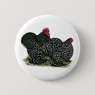 Cochin Mottled Chickens Button