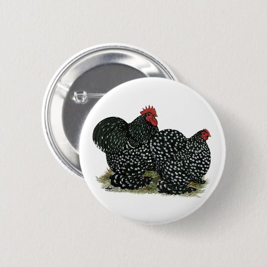 Cochin Mottled Chickens Button (Vorne & Hinten)