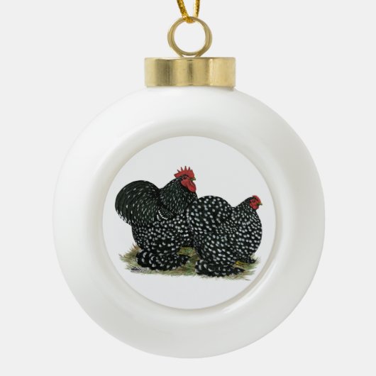 Cochin Mottles Chickens Keramik Kugel-Ornament (Vorderseite)