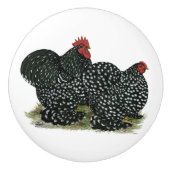 Cochin Mottles Chickens Keramikknauf (Vorderseite)