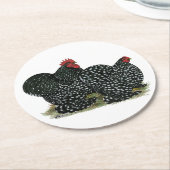 Cochin Mottles Chickens Runder Pappuntersetzer (Angewinkelt)