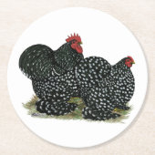 Cochin Mottles Chickens Runder Pappuntersetzer (Vorderseite)