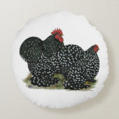 Cochin Mottles Chickens Rundes Kissen (Rückseite)