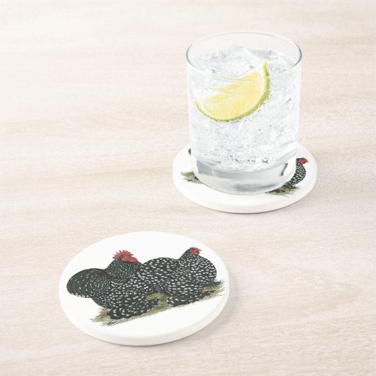 Cochin Mottles Chickens Sandstein Untersetzer (Seite)