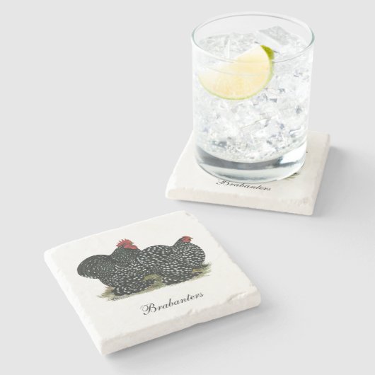 Cochin Mottles Chickens Steinuntersetzer (Seitenansicht)