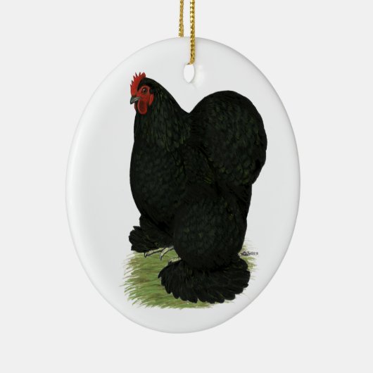 Cochin:  Schwarze Henne Keramikornament (Rechts)