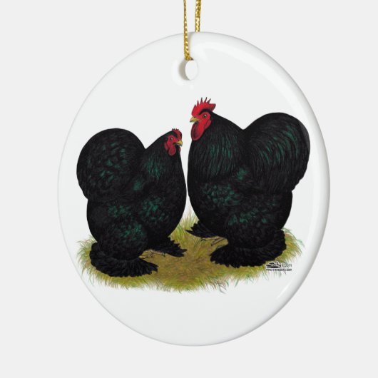 Cochins Black Bantam Pair Keramikornament (Links)