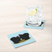 Cochins Black Bantam Pair Rechteckiger Pappuntersetzer (Vor Ort)